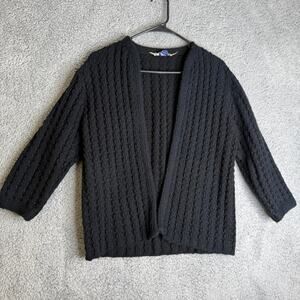 Vintage Hedy Knit Cardigan Sweater Womens Small- Medium Black Open Front